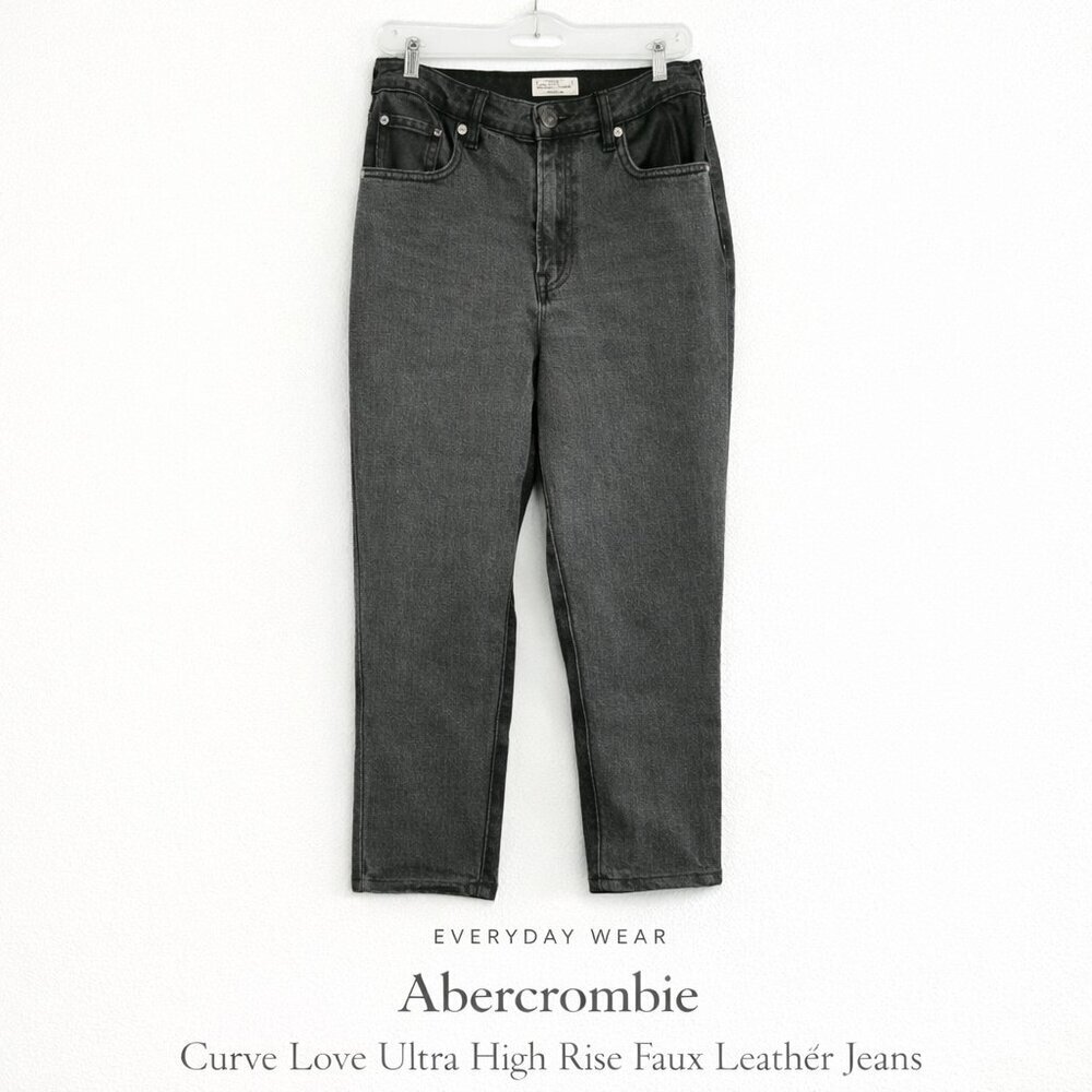 Abercrombie Curve Love Ultra High Rise Faux Leather Ankle Jean 32